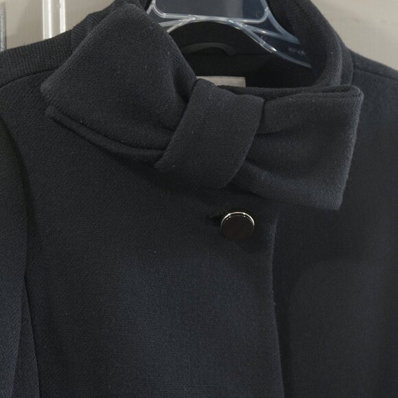 Kate Spade Dorothy Coat Bow Neck Black Wool Mod Mid Century Retro Classic jacket - Picture 4 of 15